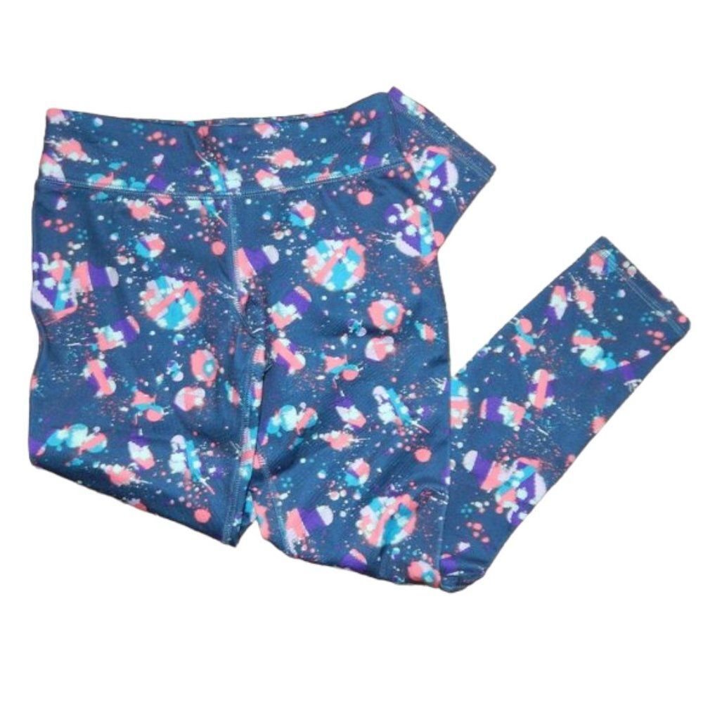 Mta Sport girls medium 7/8 blue colorful paint splatter activewear leggings